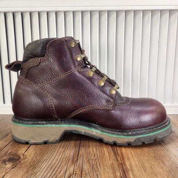 John Deere 50964 Soft Toe Leather Work Boots Men Sz 8M Brown Lace Up Made in USA - Picture 5 of 12